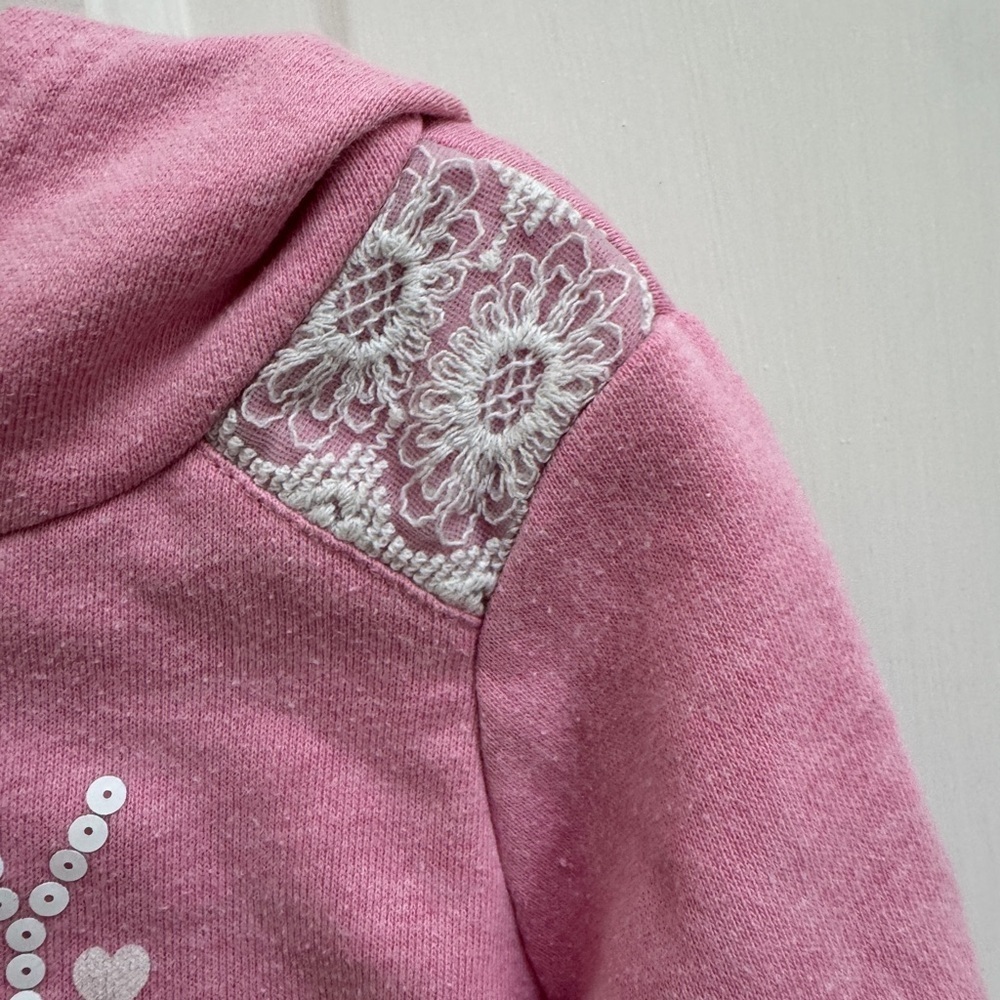 Juicy Couture 3T Girls Pink & White Kids Lace Hoodie Sweatshirt - Picture 3 of 7